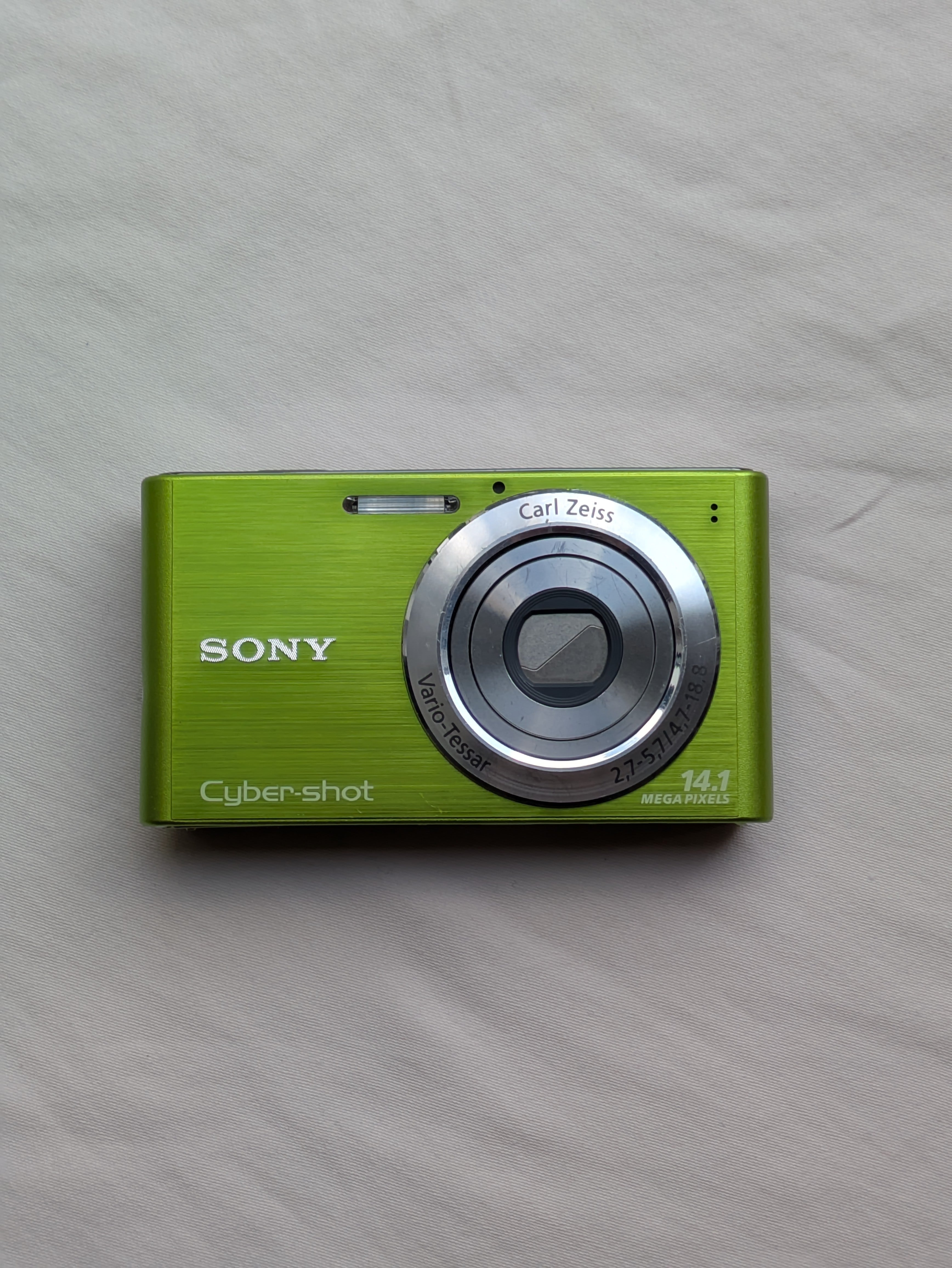 Green Sony Cyber-shot DSC-W320 digital compact camera front view